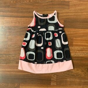 Old Navy Dress Baby Girl 6-12 M Retro Sleeveless Black Pink 70s Vibe RN 54023